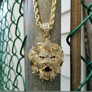 Iced out Hip Hop Lab Diamonds Lion Head Pendant &